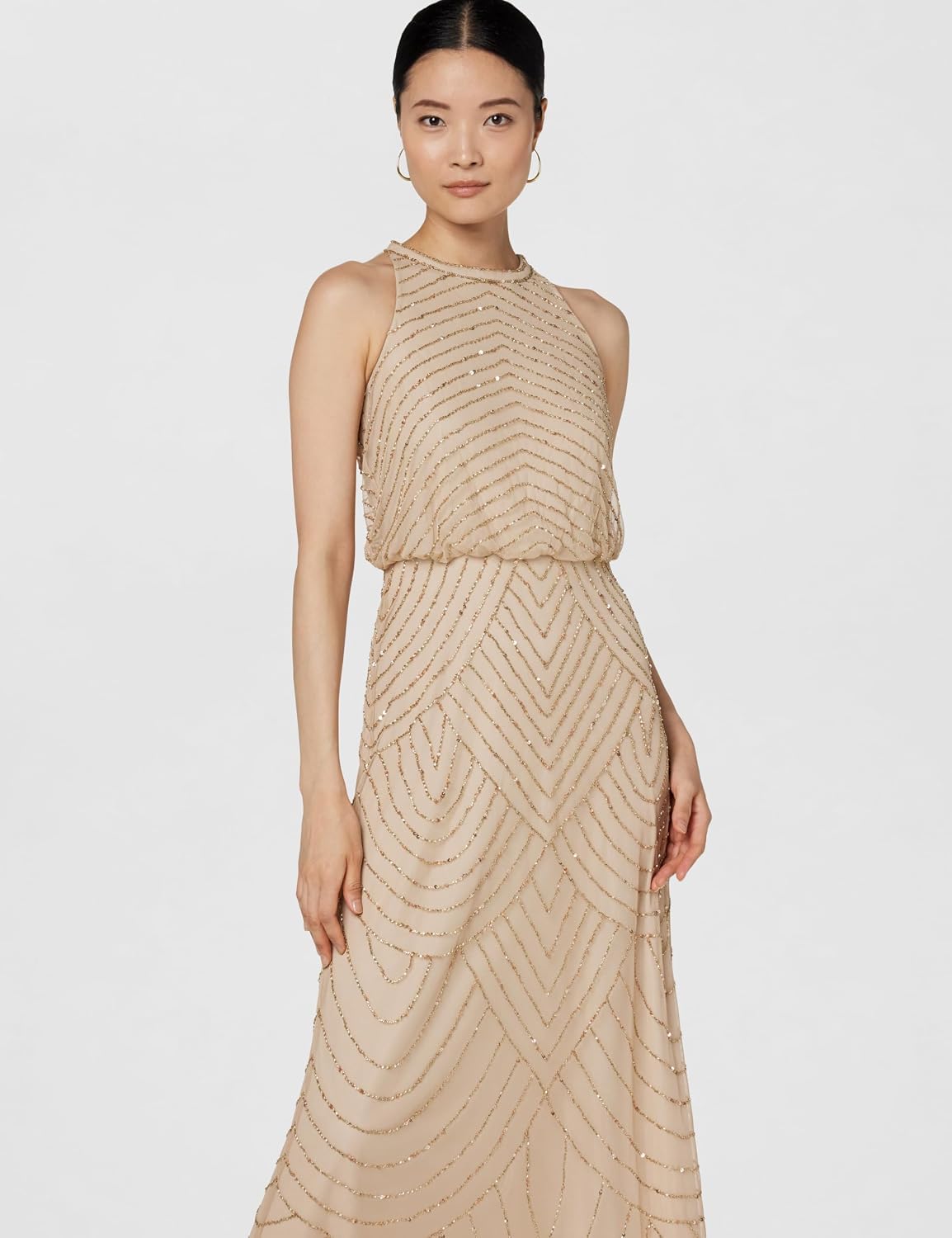 Halter beaded blouson gown in [color] for wedding guest and formal events — view 2