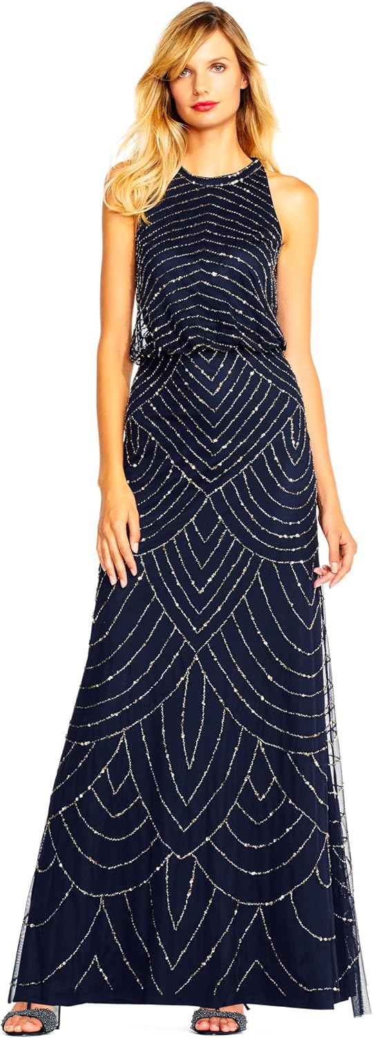 Halter beaded blouson gown in [color] for wedding guest and formal events — view 5