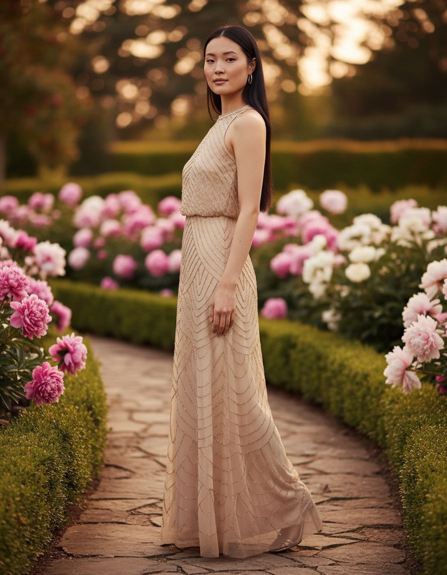 Halter beaded blouson gown in [color] for wedding guest and formal events — view 5b
