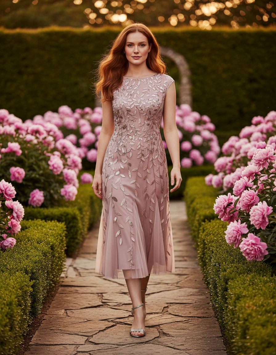 Short embroidered cocktail dress in [color] for wedding guest, available in petite and regular sizes — view 3a