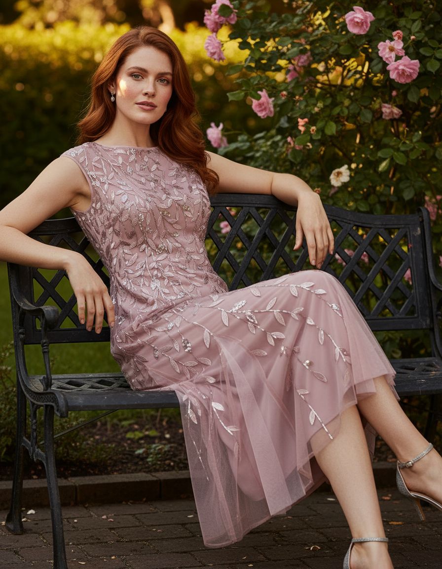 Short embroidered cocktail dress in [color] for wedding guest, available in petite and regular sizes — view 4
