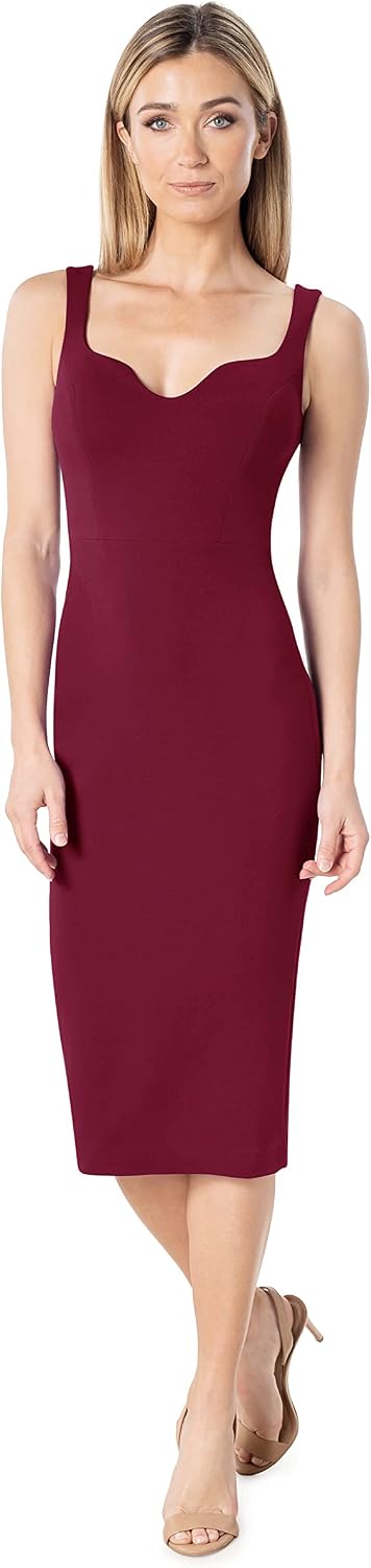 Women's V neck bodycon midi dress in [color] for date night and parties — view 3