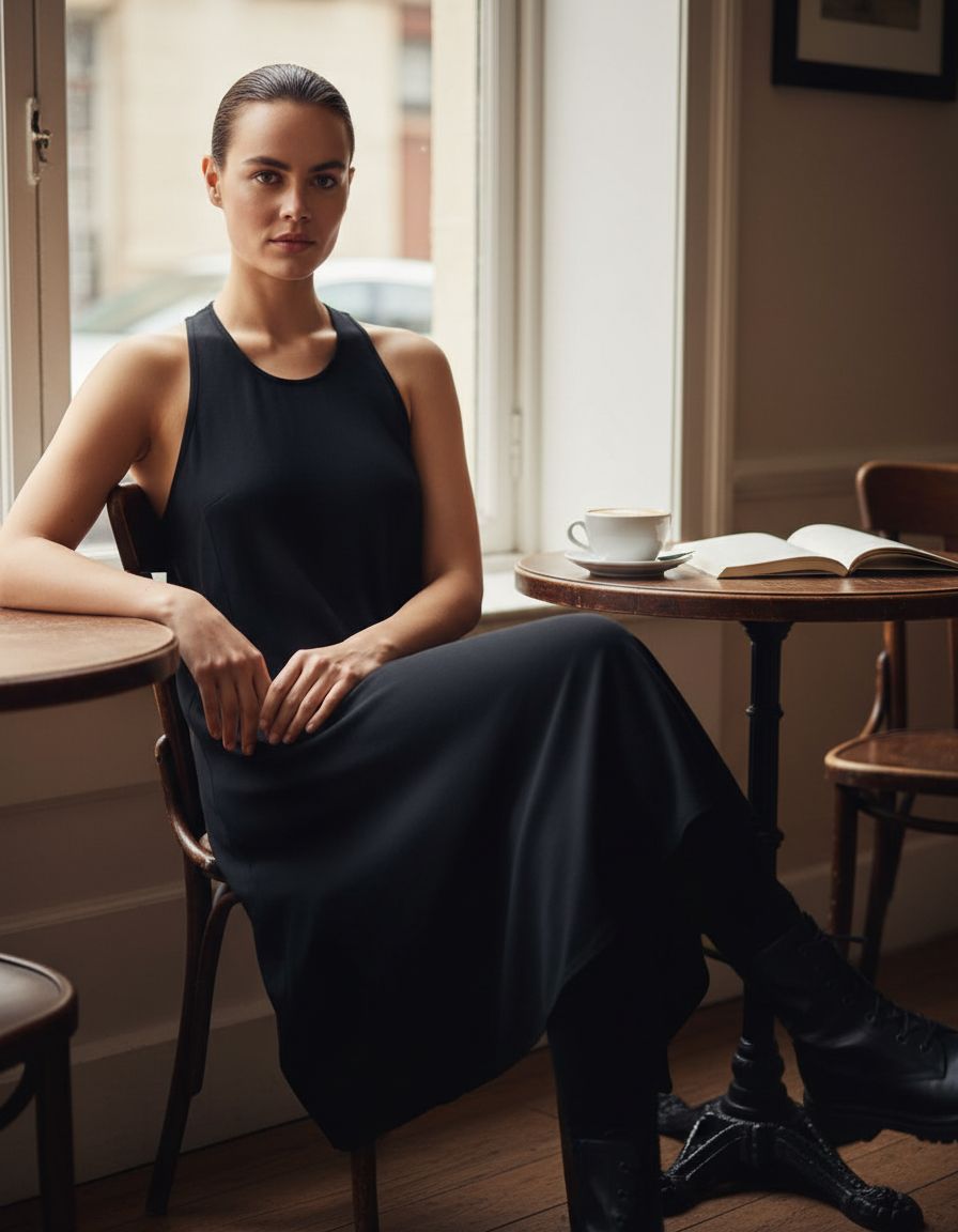 Minimalist athletic midi dress in [color] styled for casual athleisure wear — view 4
