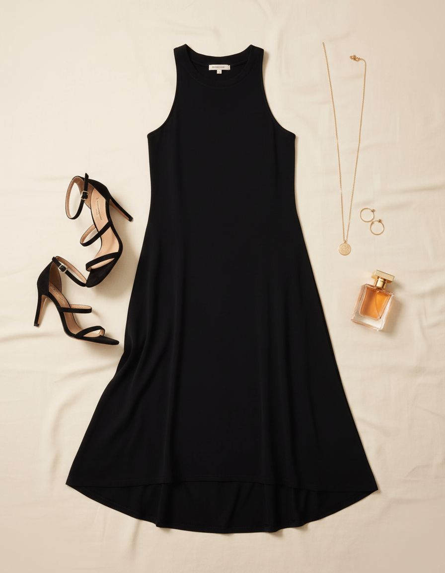 Minimalist athletic midi dress in [color] styled for casual athleisure wear — view 7a