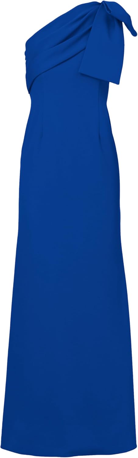 Classic stretch crepe long dress in [color] worn for wedding guest occasion — view 2