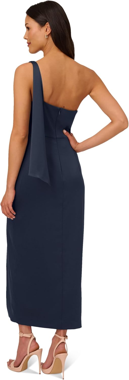 Classic satin crepe dress in {color} for wedding guest and formal events — view 2