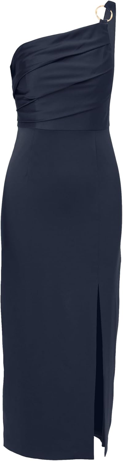 Classic satin crepe dress in {color} for wedding guest and formal events — view 2