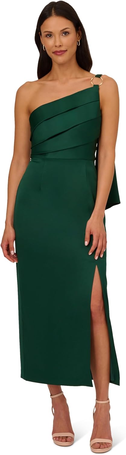 Classic satin crepe dress in {color} for wedding guest and formal events — view 4