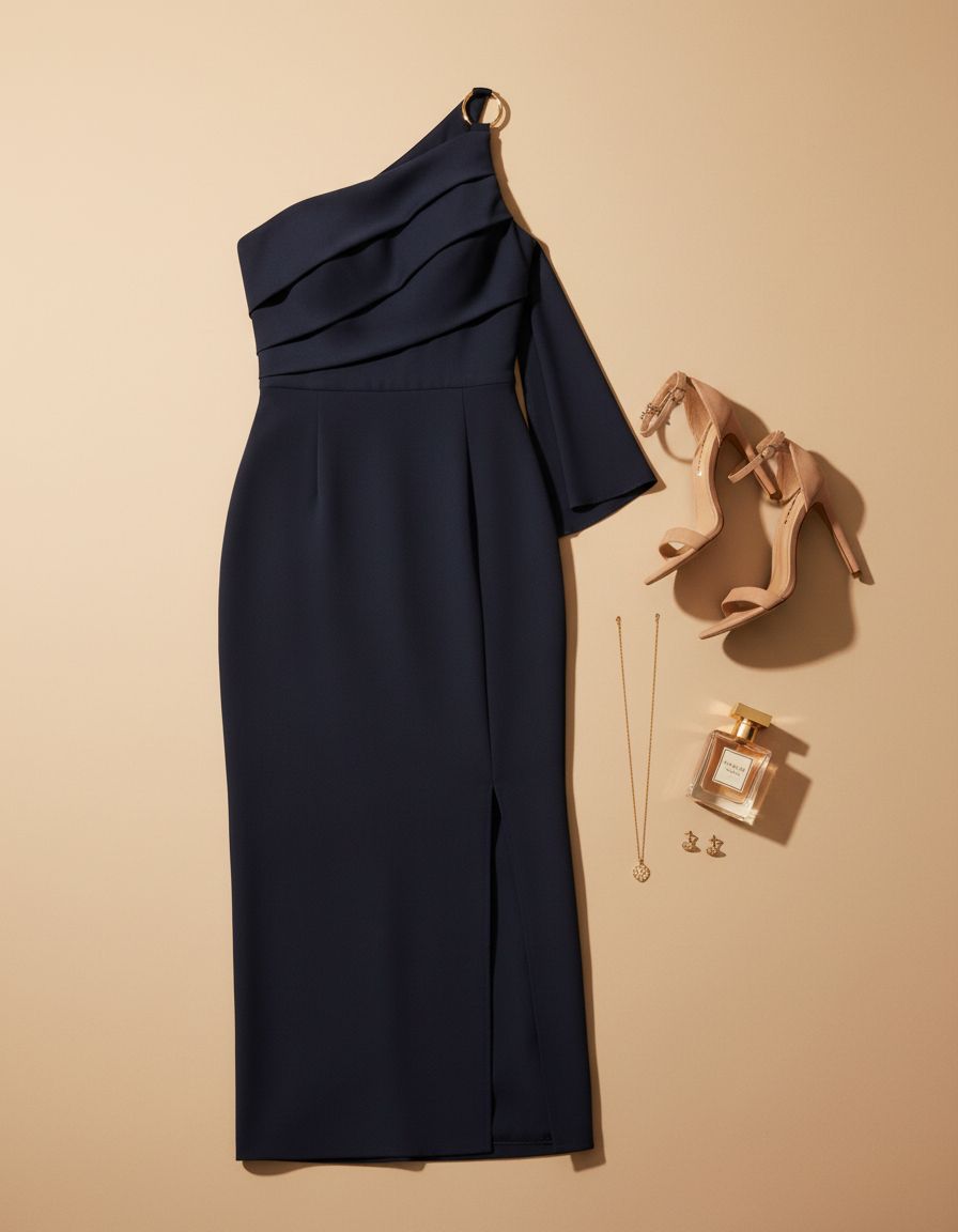 Classic satin crepe dress in {color} for wedding guest and formal events — view 7a