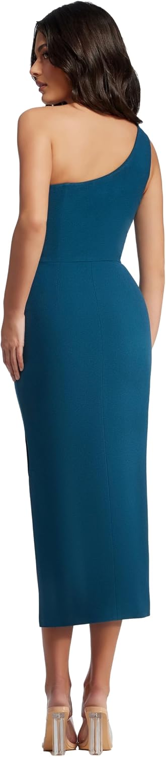 Sophisticated bodycon midi dress in [color] worn for date night, showcasing fitted silhouette and elegant draping — view 2
