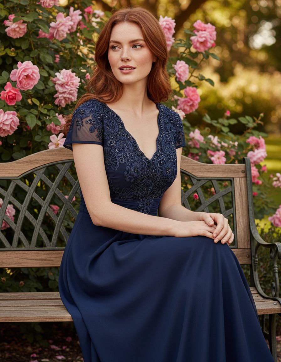 Stretch sequin bodice empire waist long gown in [color] for formal wedding events, shown in [petite/regular] size — view 2