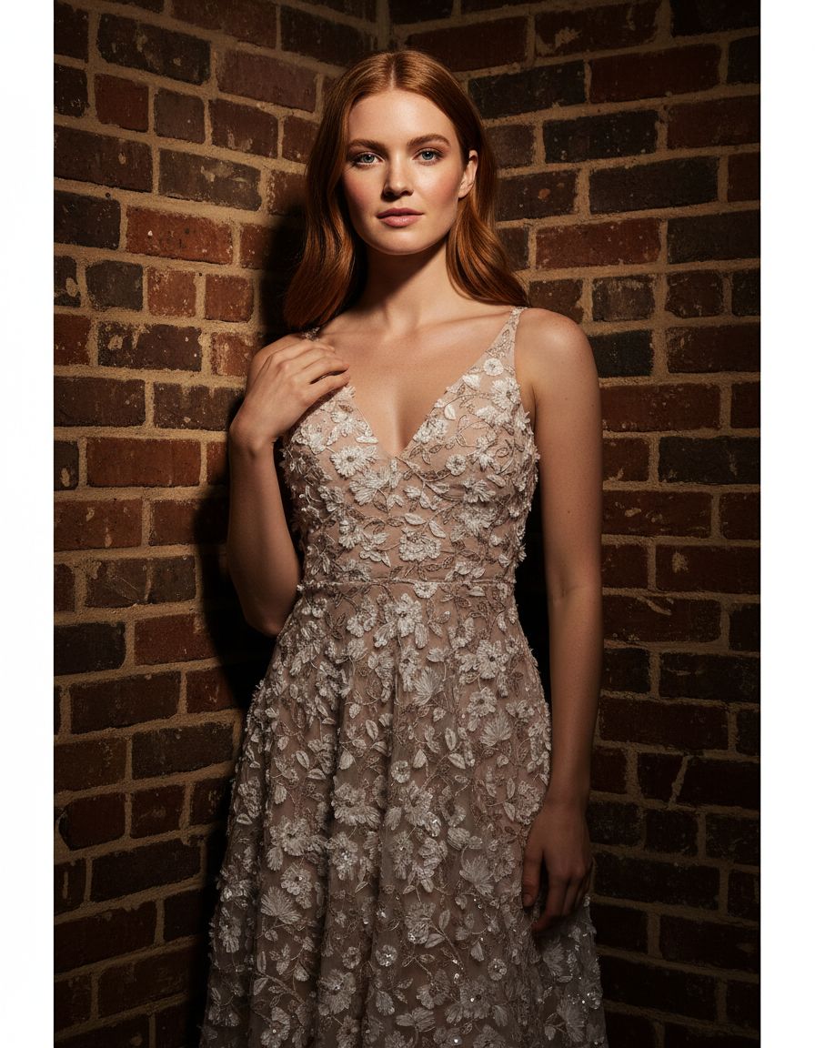 Sleeveless plunge neckline fit and flare midi dress in [color], styled for [date night/casual/party occasion] — view 7b