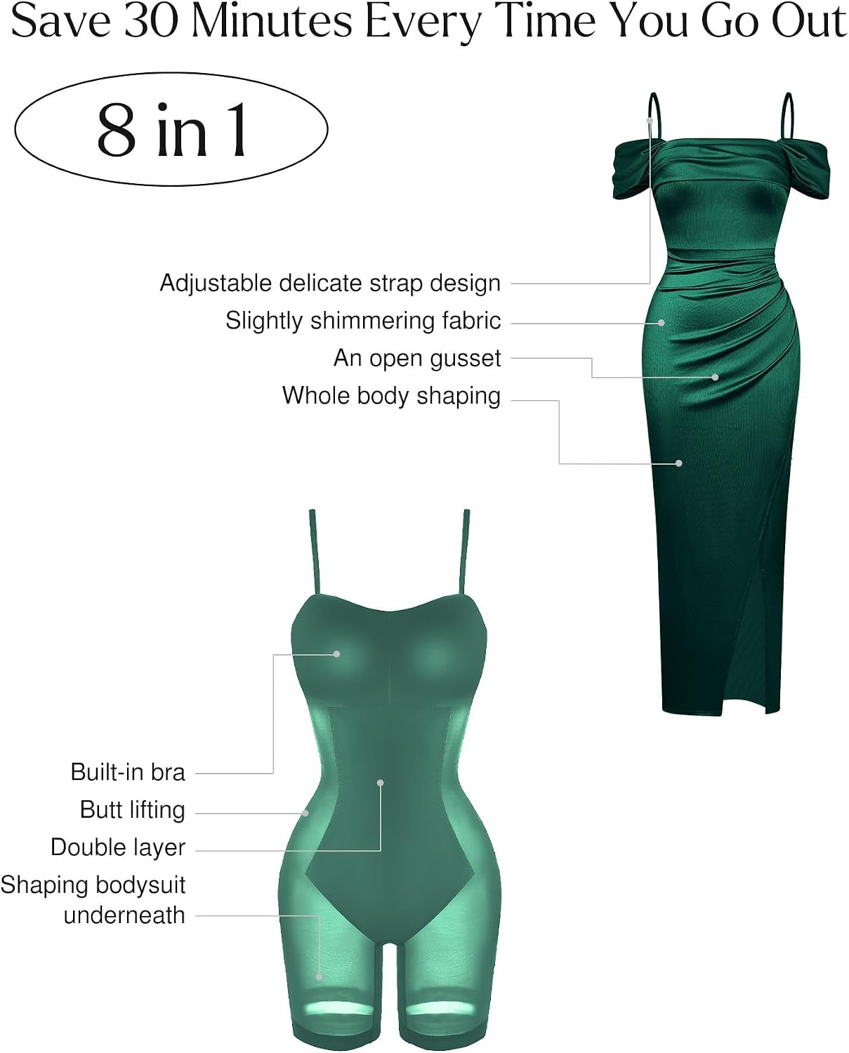 Popilush off-shoulder shapewear dress in [color] styled for [wedding guest/cocktail/date night occasion] — view 4