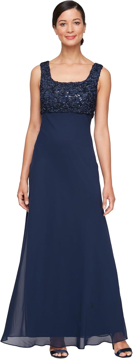 Women's two-piece mother of the bride dress with lace jacket in [color], featuring empire waist design for formal wedding guest occasions — view 2