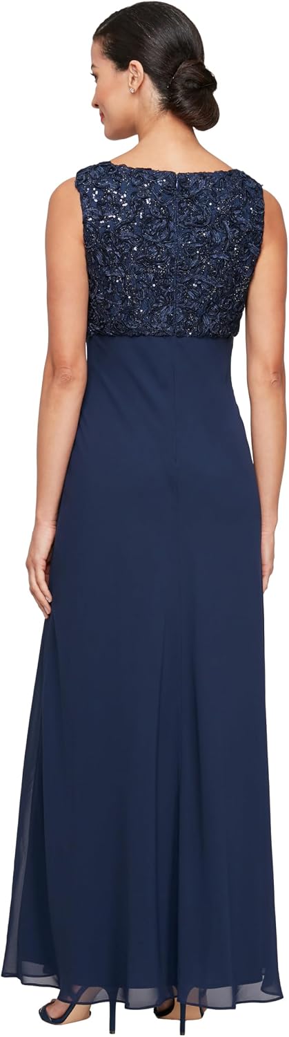 Women's two-piece mother of the bride dress with lace jacket in [color], featuring empire waist design for formal wedding guest occasions — view 4