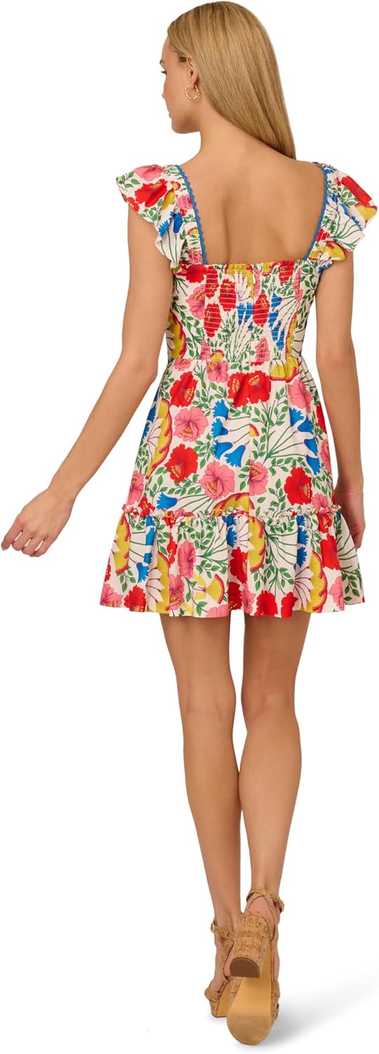 Classic flutter sleeveless short dress in [color] worn for date night or wedding guest occasion — view 2
