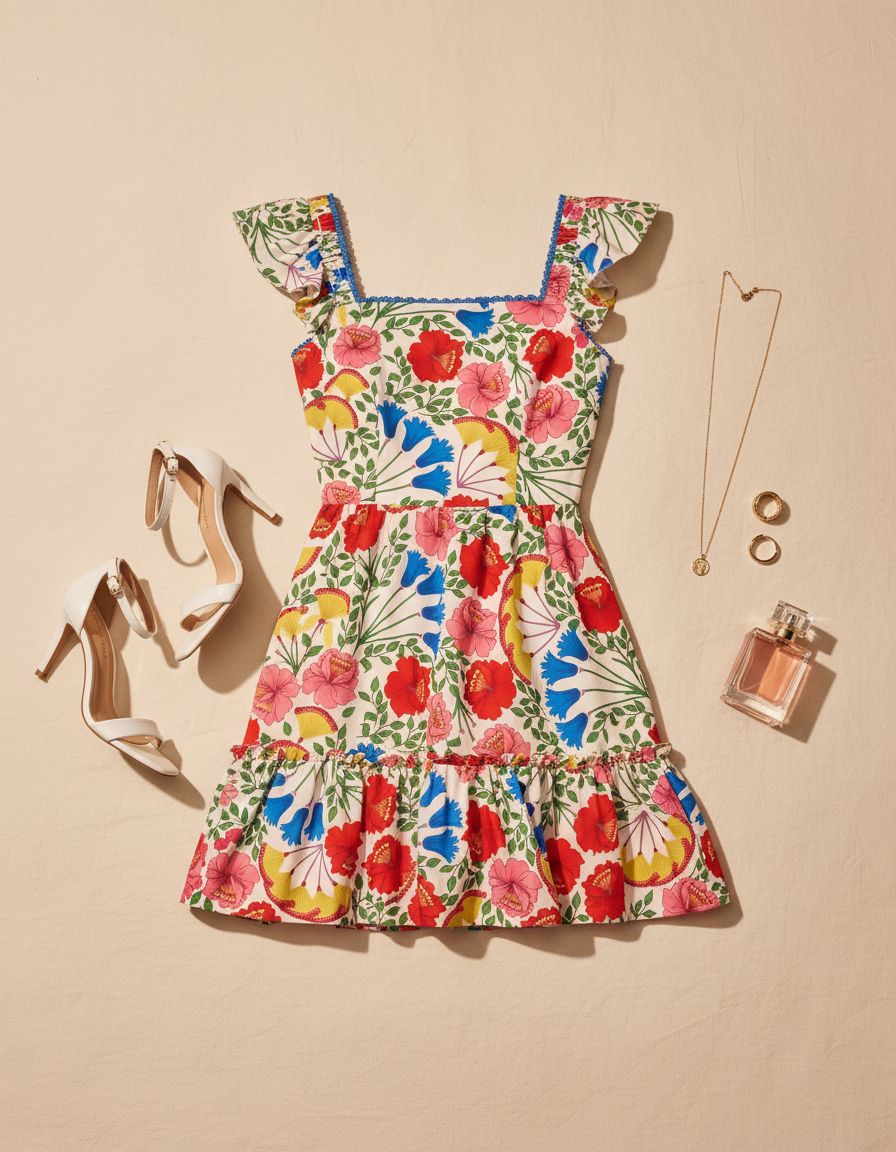 Classic flutter sleeveless short dress in [color] worn for date night or wedding guest occasion — view 7a