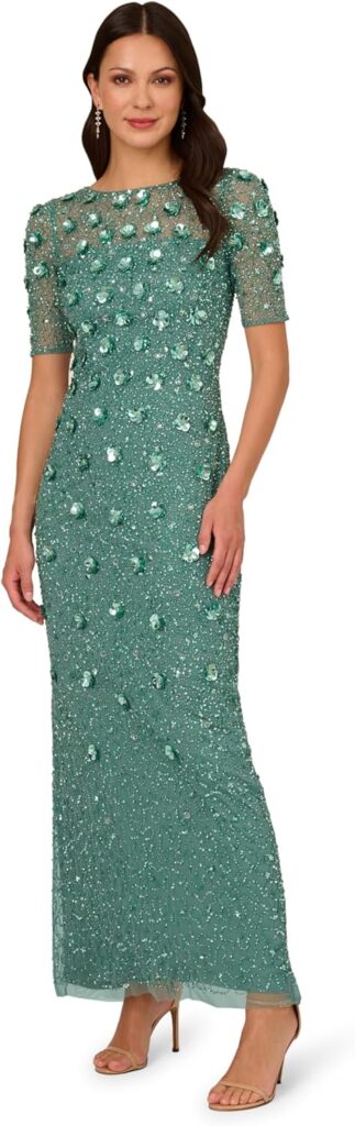 Beaded 3D Floral Long Dress for Wedding Guest 2026