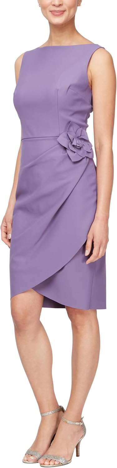 Elegant slimming ruched short dress with ruffles in [color], styled for date night and wedding guest occasions — view 4