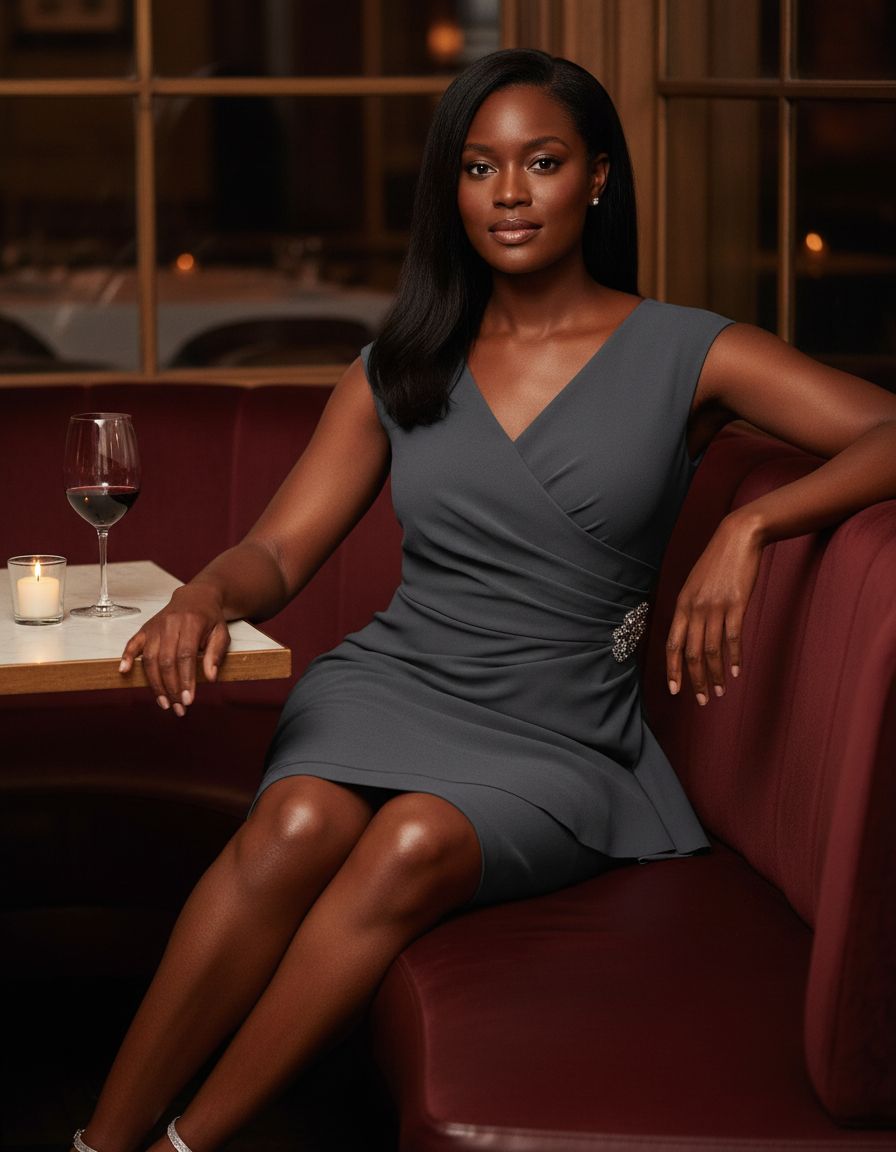 Elegant slimming ruched short dress with ruffles in [color], styled for date night and wedding guest occasions — view 4
