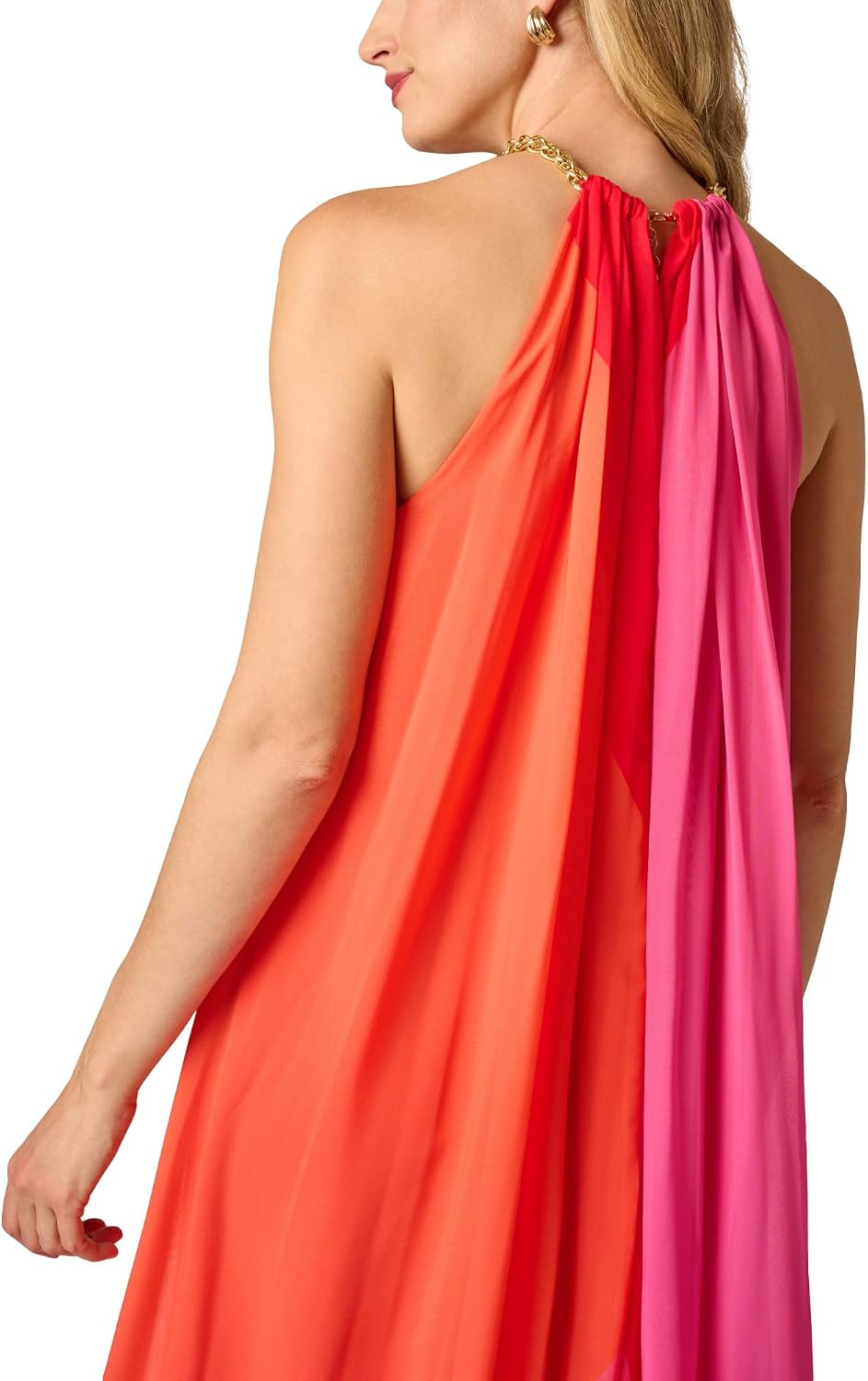 Color block chiffon dress in [color combination] worn for [work/wedding guest occasion] — view 2
