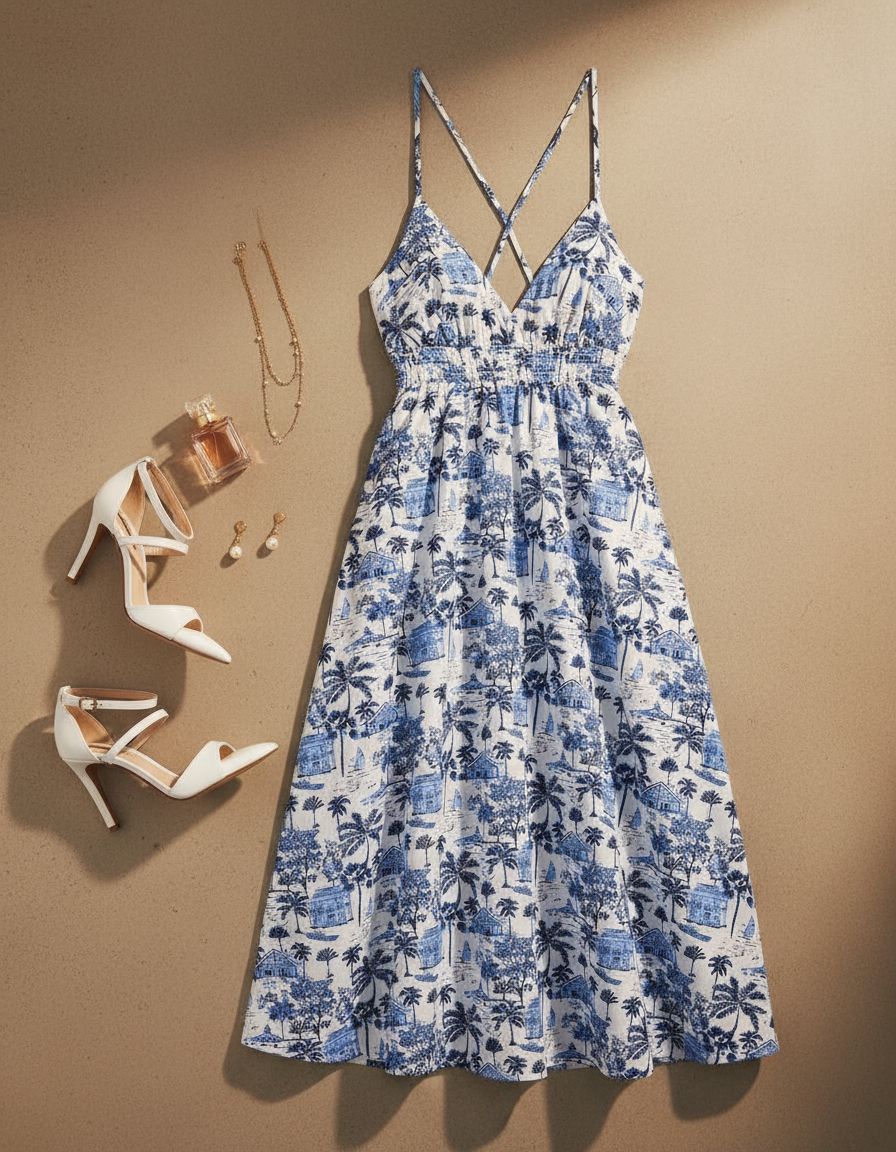 Preppy maxi dress in [color] showcasing classic design, styled for beach vacation and casual wear — view 7a