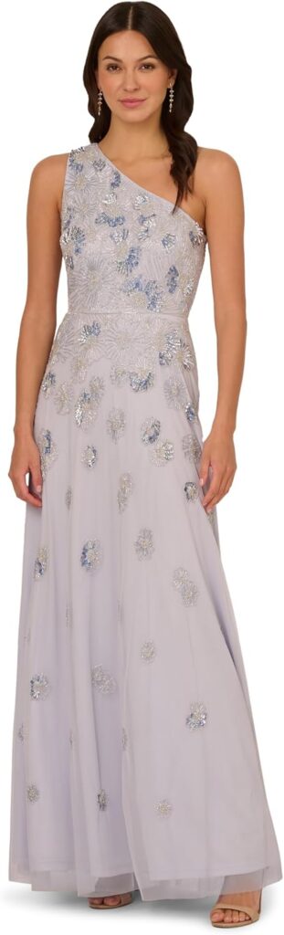 Beaded Mesh Long Dress for Wedding Guest & Formal Events