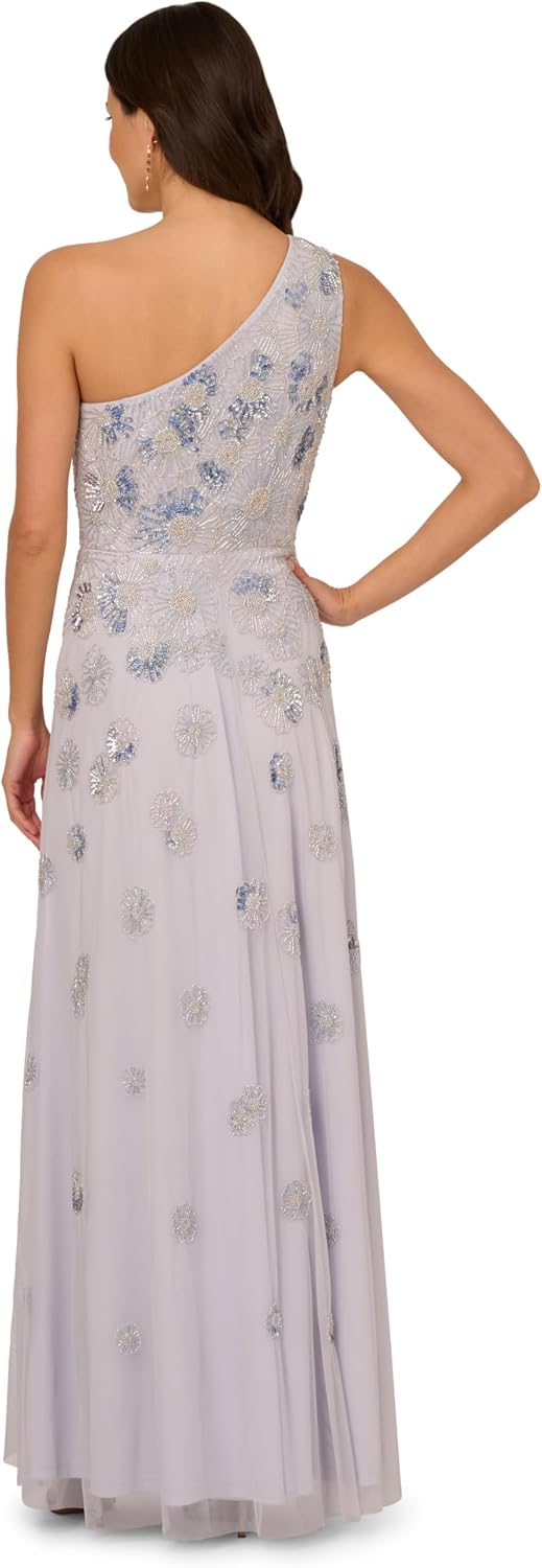 Beaded mesh long dress in {color} for wedding guest and formal occasions — view 2