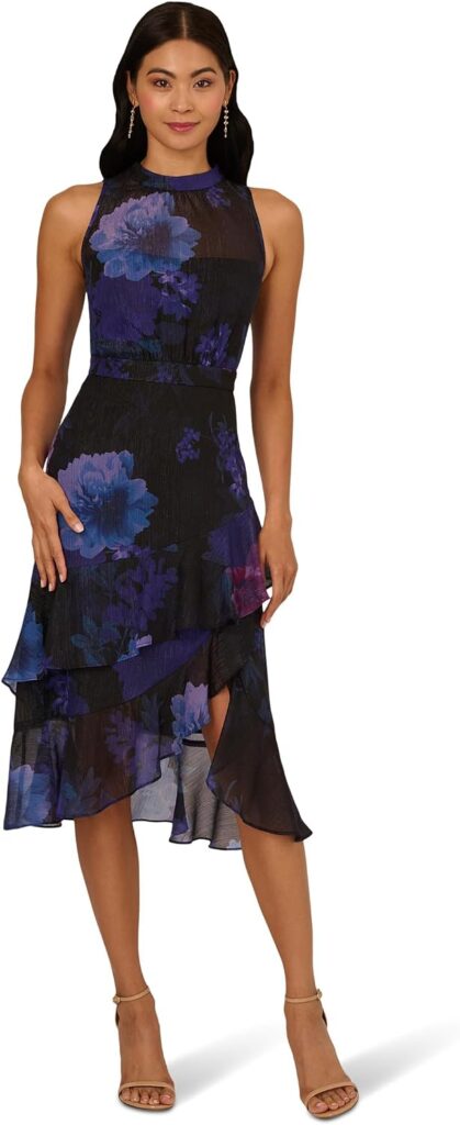 Halter Glitter Midi Dress for Date Night & Cocktail Events