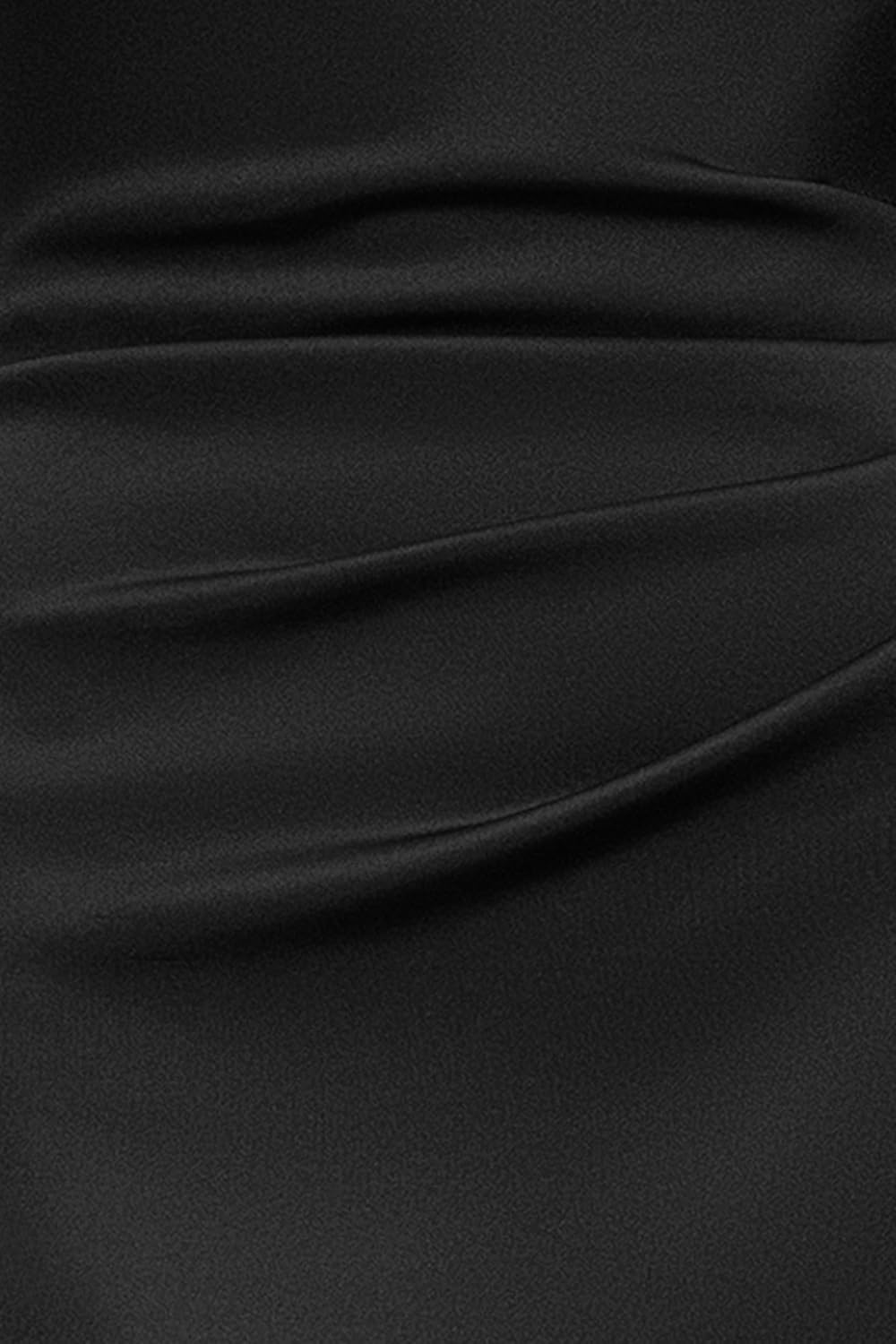 Women's bodycon halter neck evening dress in [color] with ruching detail and ruffle accents, styled for date night — view 2