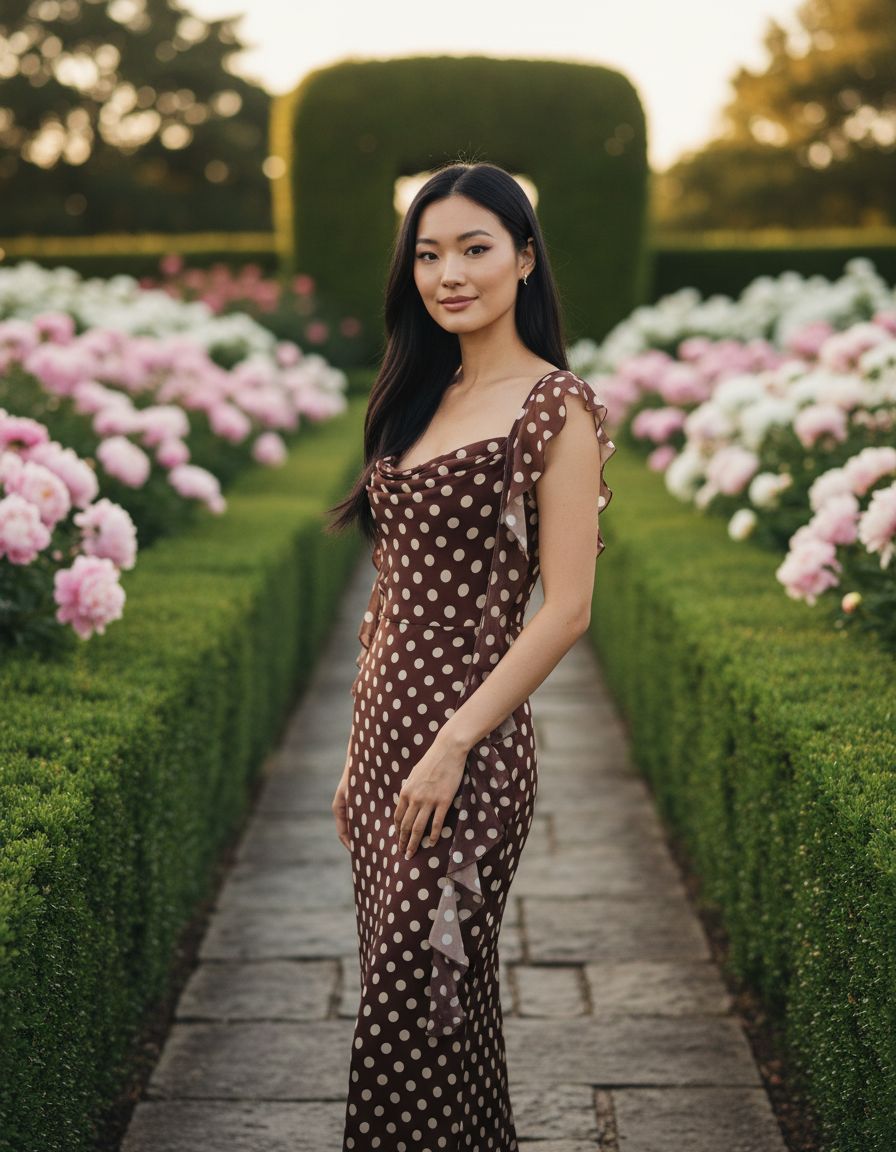 Sleeveless mesh ruffle maxi dress in [color] worn as a wedding guest outfit — view 3b