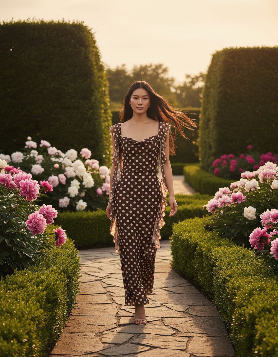 Sleeveless mesh ruffle maxi dress in [color] worn as a wedding guest outfit — view 3a