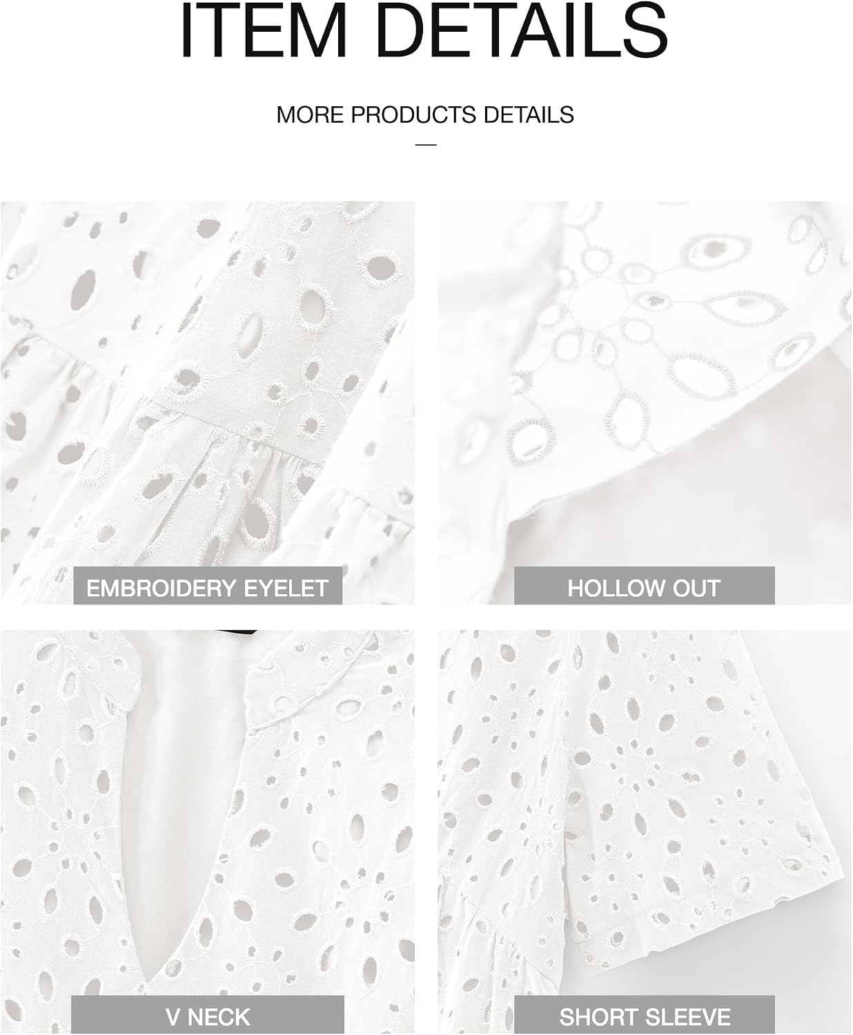 Women's eyelet boho summer dress in [color] worn at beach, casual vacation style — view 3